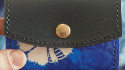 巻き上げ絞り染め　スリムなコインケース Black S-1